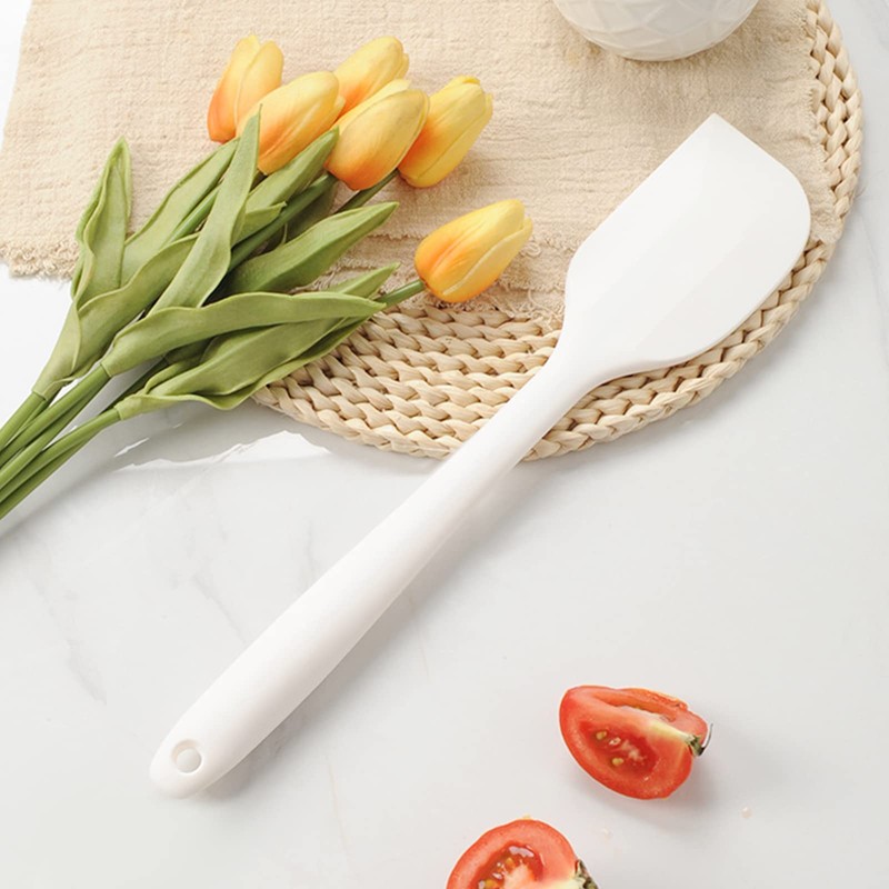 DUFEIMOY White Silicone Spatula for Cooking Heat Resistant, 10.8In Small