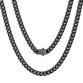 Black Chain Necklace for Men 22inch Black Cuban Link Chain