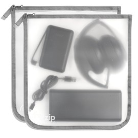 (re) zip 2-Pack Gallon Size Storage Bags | Zippered, Reusable Bags for Tech Accessories Travel & Household Storage | BPA-Free, Food Grade, Machine Washable (Gray)