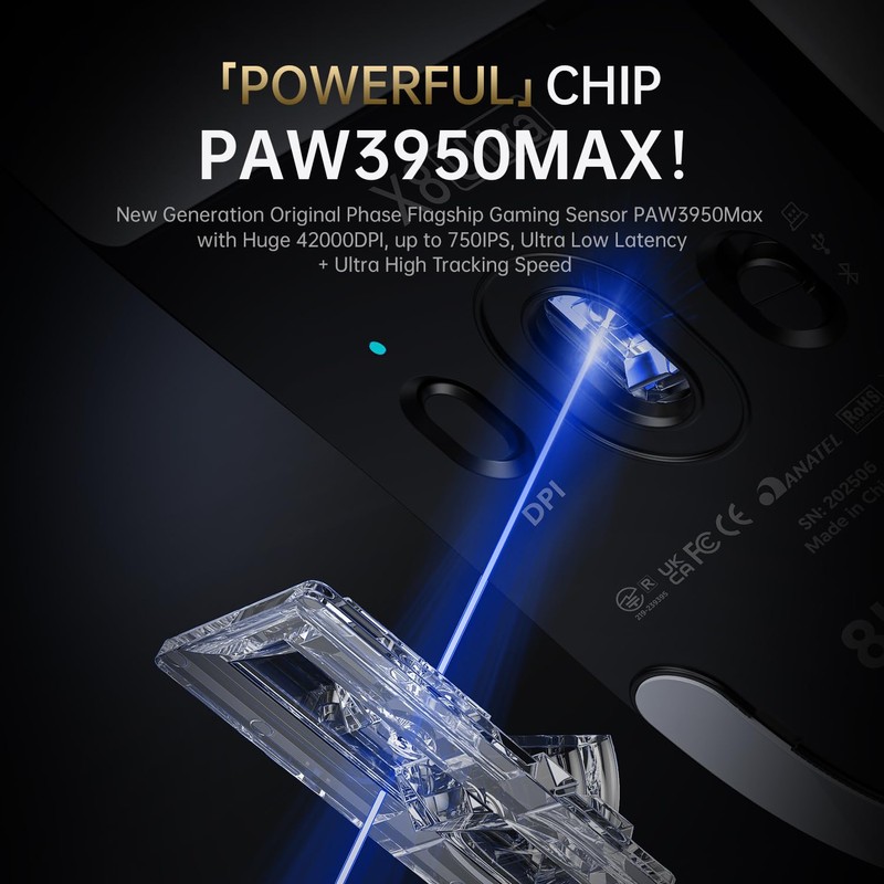 ATTACK SHARK X8 Ultra Wireless Gaming Mouse,55g Ultra-Lightweight BT/2.4GHz Wirelss/Wired
