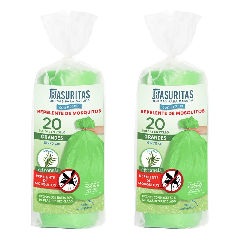 40 Bolsas De Basura Grandes, Aroma Citronela, Basuritas