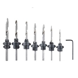 22PC HSS Tapered Countersink Drill Bit Set Screw Woodworking Chamfer Tool with Adjustable Depth Stop Collars Hex Key Wood Pilot Hole DIY (5-12mm)