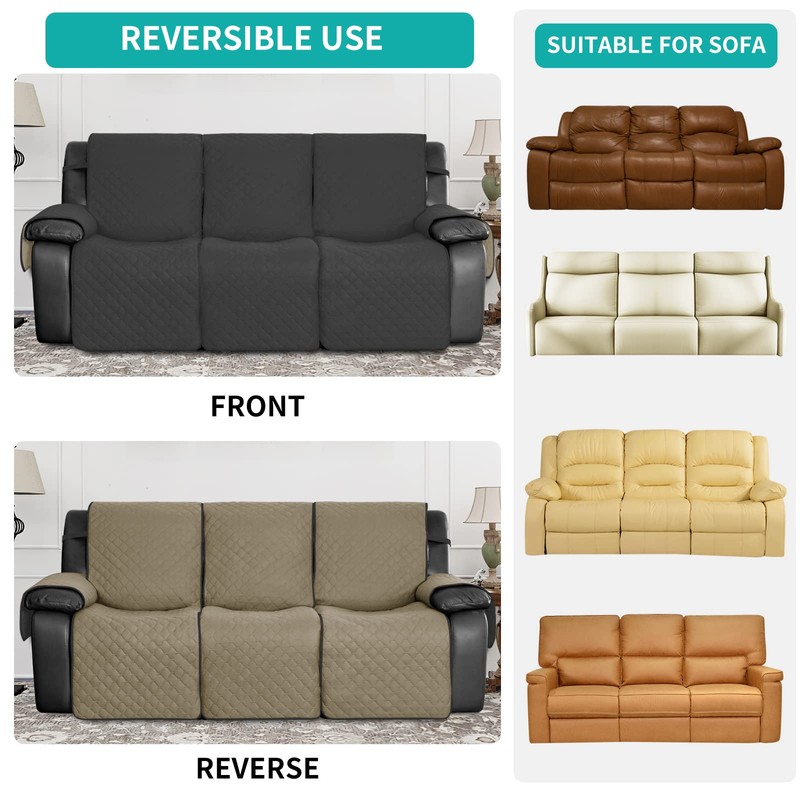 Easy-Going Waterproof Recliner Sofa Cover with Pocket, 1-Piece Reversible Couch