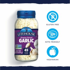 Litehouse Freeze Dried Garlic - Garlic, Substitute for Fresh Garlic & Minced Garlic, Jar Equal to 45 Garlic Cloves, Garlic Flakes, Garlic Freeze Dried, Non-GMO, Gluten-Free - 1.58 Ounce