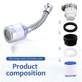 3 Pieces Long Water Filter for Tap Filter for Drinking Water Filter for Tap Filter Attachment Pure Crystal Water Filter Water Filter Water Filter 360° Water Filter Tap with 15 Cotton Filter Elements