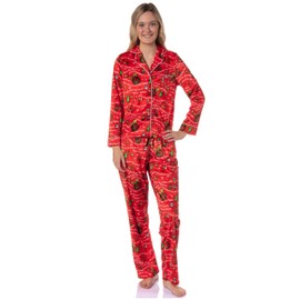 Dr. Seuss How GRINCH Stole Christmas Womens' Tossed Print Notch Collar Sleep Pajama Set (Medium)