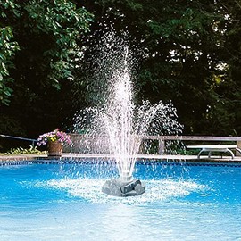 Aqua Select Floating Outdoor Pool Fountain | Adjustable Height Up to 16' Feet | Decorative Three Tier Grecian Fountain | for Above Ground or Inground Swimming Pools | Easy to Install | Grey Rock