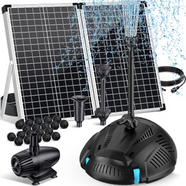 POPOSOAP 70W Solar Pond Filter with Fountain Pump, Solar Powered Water Pump with 580GPH Pond Filter for Outdoor Ponds, Adjustable Diverter Valve for Koi Ponds, Waterfalls, Garden Water Features