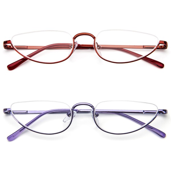 KoKoBin Half Reading Glasses for Men Women,Half Moon Metal Frame