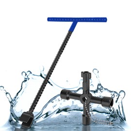 Mechands Water Meter Key 2Pcs – Steel Water Shut Off Tool Includes 16 inch box end Water Meter Wrench & 1 Black Utility Key – Perfect for electric water gas meter box cupboard cabinet, opening key