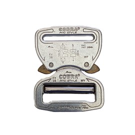 AUSTRIALPIN COBRA Pro Style Quick Release Belt Bag Luggage Backpack Adjustable Buckle (38mm (1.5"), Polished (Silver))