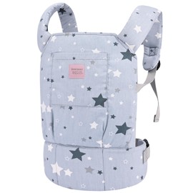 Bebamour Doll Carrier for Girls, 3 in 1 Soft Baby Sling, 100% Cotton Doll Accessory, Grey Stars  