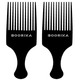 Boorika Peine de púa afro para mujeres y hombres, 7.5 pulgadas, suave y resistente, dientes anchos para desenredar y peinar, paquete de 2