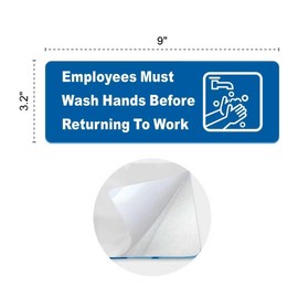 2Pack Self-adhesive Employees Must Wash Hands Sign，9 x 3.2 Inch Acrylic wash your hands sign, business signs,Indoor/Outdoor Use ，for Restaurant, Salons, Hotel, Rest Stops（ Blue）