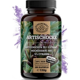 Artichoke Extract - 2400 mg Daily Dose with 5% Cynarin - Important: 30:1 Extract (= 72,000 mg Artichoke Per Dosage) I 180 Artichoke Capsules High Dose I Laboratory Tested & Vegan I from German I Schaunength