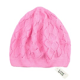 Basic Sense Classic Crochet Hat, Vintage Lightweight Super Soft Cotton Beanie Knit Slouchy Hats, Leaf Baby Pink