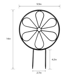 2 Pcs 14in Indoor Metal Garden Circle Plant Trellis for Houseplant Climbing Pot Plants, Black (Style B)