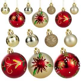 Xmas station 44PCS Christmas Ball Ornaments Set Xmas Tree Decoration Balls 2024 Shatterproof Hanging Colored for Party Wedding Home Party Outdoor Indoor Red & Golden