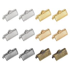 uxcell 300Pcs Ribbon Crimp Clamp Ends, 13mm Bookmark Pinch Cord End Clasps for DIY Craft Making, 6 Assorted Colors