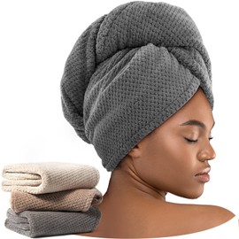 Umisleep - Paquete de 3 toallas de microfibra para cabello rizado, toalla de secado de cabello súper absorbente para mujeres, niños, accesorios para e