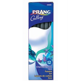 Prang Charcoal Pencils, Hard, Paper Wrapped, Black, 12 Count (60000)