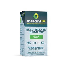 instant IV Electrolytes Powder - 3X Electrolytes,1/2 Sugar with Vitamin C, B3, B6, Electrolytes Powder Packets for Hydration, Recovery & Immunity, Vegan & Gluten Free | Lemon Lime - 12 Packets