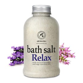 Relaxing Bath Salts w/Lavender & Sage Essential Oils 600g - Natural Bath Sea Salts - Bath Salt Relax - Best for Bath- Good Sleep - Relaxing - Body Care - Beauty - Aromatherapy