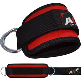AQF Ankle Straps for Cable Machines Attachment - Neoprene Padded Gym Wrist Cuff Legs Extensions Curls, Kickbacks, Weightlifting Hip Abductor, Abs, Glute Workout (Red, Single)