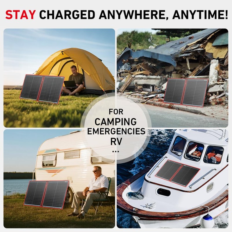 DOKIO 100W Portable Foldable Solar Panel Kit, Compact 18.9x26in Design