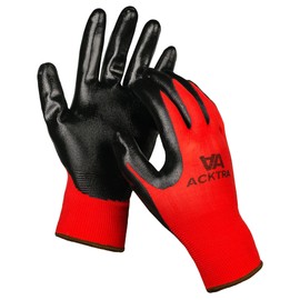 ACKTRA Nitrile Coated Safety WORK GLOVES 12 Pairs, WG003 Yellow/Black, X-Large