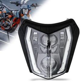 DREAMIZER Motorcycle Headlight, E24 6500K Dirt Bike Hand Lamp with Daytime Running Light, Compatible with Enduro Dirt Bike, Motocross, Supermoto Naked Bike, EXC XCF XCW 250 350 450 SXF 125 SMC SMR 690