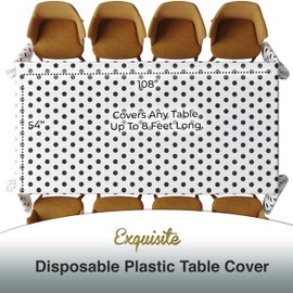 Exquisite Black Polka Dot Tablecloth Plastic 12-Pack Disposable Rectangle Tablecloths 54" x 108" Black Polka Dot Table Cloth Rectangle Table Covers Plastic Tablecloth for Party Decorations