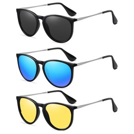 BrillayView Trendy Vintage Round Polarized Sunglasses UV400 Protection — 3PCS Classic Retro Designer Style Fashion Ladies Metal Eyewear Women Men
