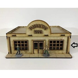 AtomicLaserCutDesigns.com Paisanos Pizza 28mm Terrain Building Zombie Apocalypse MDF Modern Wargames v1