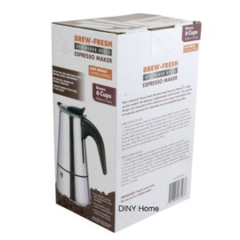 6 Cup Brew-fresh Stainless Steel Italian Style Expresso Coffee Maker for Use on Gas Electric and Ceramic Cooktops(an Expresso Cup Is Apx 2.50 Ounces, or 70ml)