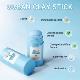 Erinde 2PCS Ocean Clay Mask Stick, Deep Cleanse Mask With Centella Asiatica Extract, Cleansing Clay Mud Mask for Deep Clean Pore Improve Skin Acne Facial Mask, Gentle Exfoliation, Oil Control