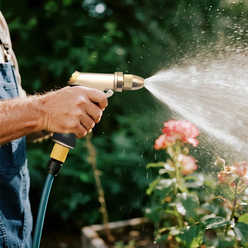 Heavy Duty Brass Garden Hose Nozzle High Pressure Metal Water