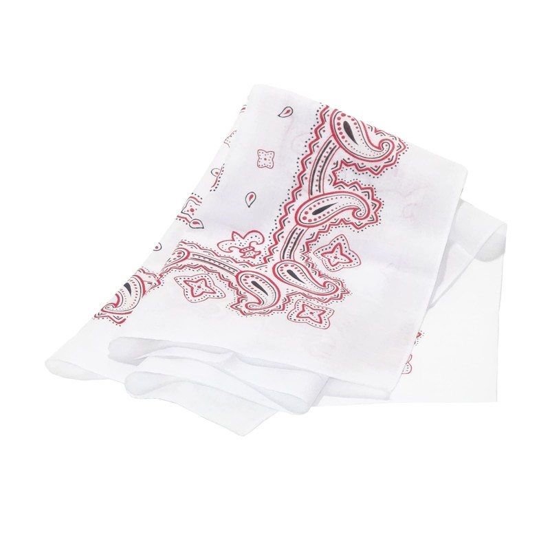 WKG Bandana, Paisley, Made in Japan, Cotton Handkerchief, white