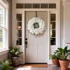 21" Artificial Hydrangea Flower Wreath for Front Door Decor (White)