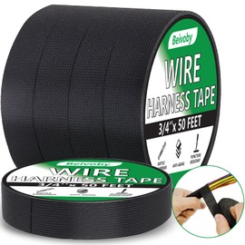 5 Rolls Wire Harness Tape, High Temp Wire Harness Cloth Tape - Self-Adhesive Fabric Tape for Automotive Electrical Cable Loom, Engine Wiring Harness Wrap, Sound Damping and Heat Proof 3/4 Inch x 50 FT