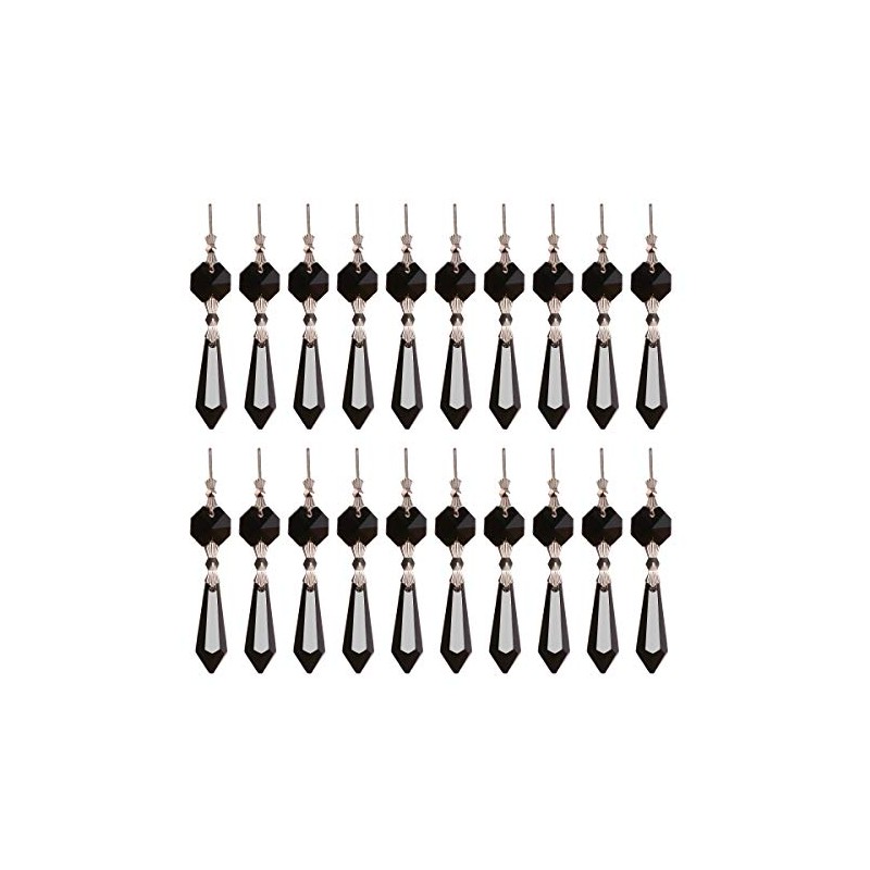 20pcs 38mm Replacement Black Chandelier Icicle Crystal Prisms Octogan Crystal