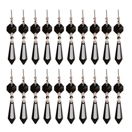 20pcs 38mm Replacement Black Chandelier Icicle Crystal Prisms Octogan Crystal Bead for Lamp Decoration