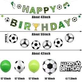 Soccer Happy Birthday Banner & Balloons - Men's & Boys' Sports & Football Theme Party Supplies