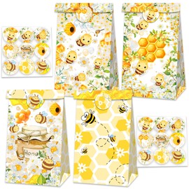 JeVenis 12 PCS Honig Biene Thema Favor Bags Treat Süßigkeiten Goodies Taschen Party Supplies für Blumen Honig Biene Braut Dusche Babydusche Geburtstag Hochzeit