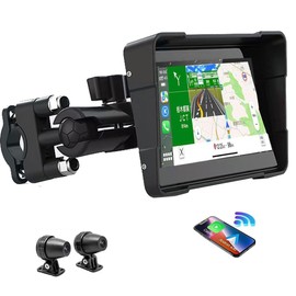 DOGBOO Motorcycle Smart Monitor, CarPlay and Android Auto, Motorcycle, Dash Camera, 1080P Front and Rear Camera, HDR, 5.5-inch IPS LCD, Automatic Brightness Adjustment, IP67, Bluetooth Compatible,