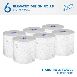 Scott Professional Essential High-Capacity Hard Roll Paper Towels, Bulk (02001), Elevated Design, Absorbency Pockets, White, for ScottBrand Purple Core Dispensers (6 Rolls at 950' Each, 5,700'/Case)