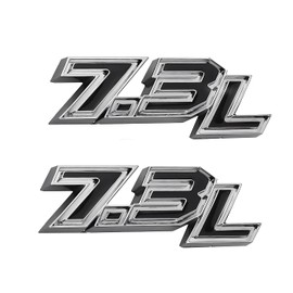 2pcs 7.3 Liter Enigne Powerstroke Power Stroke Turbo Side Decal Sticker Nameplate Emblems 3D Badge (Silver Black)