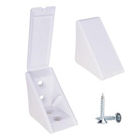 SKIR'CO (Pack of 10) White Shelf Brackets 20x31x31mm 90 Degree Furniture Corner Braces Plastic Right Angle Brackets Screws Included