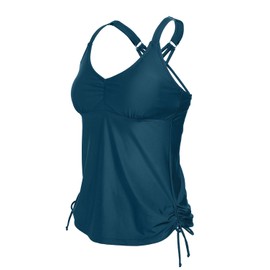 Tempt Me Women Tankini Top Only V Neck Swim Tops Tummy Control Bathing Suit Top No Bottom, Blue Green, X-Large