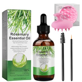 Organic Rosemary Oil for Hair Growth with Scalp Massager, 60ml Natural Organic Rosemary Essentia Oil, Pure Essential Oil for Skin & Hair Care, Hair Loss Treatment for Hair